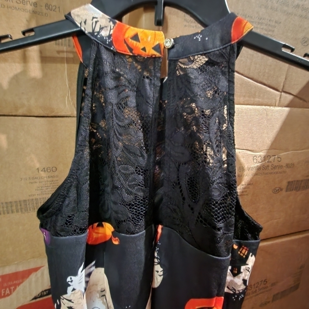 Bbonfinedress Halloween Black All-Over Print Sleeveless Dress Women's XS EUC - Picture 4 of 9
